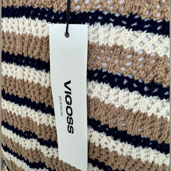 VIGOSS NWT Kampala Striped Sleeveless Open Weave Duster Cardigan Size Small - Picture 3 of 4